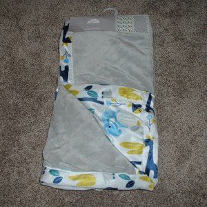 Cloud 9 Jungle Baby Blanket Gray White Blue Minky